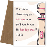 Rude Christmas Card for Women - Funny Xmas Card - Send Spare Batteries
