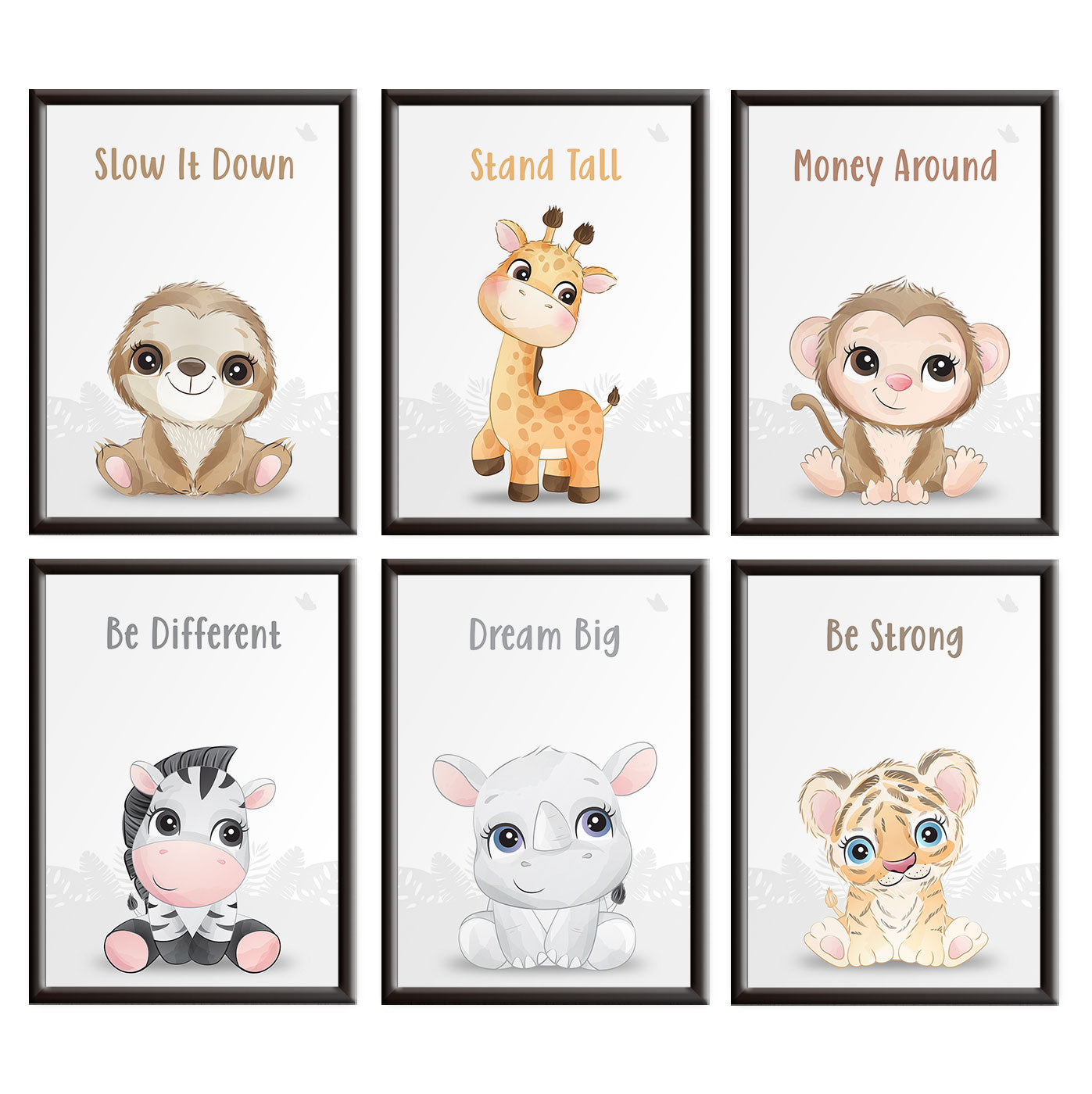 Personalised Nursery Safari Animal Prints