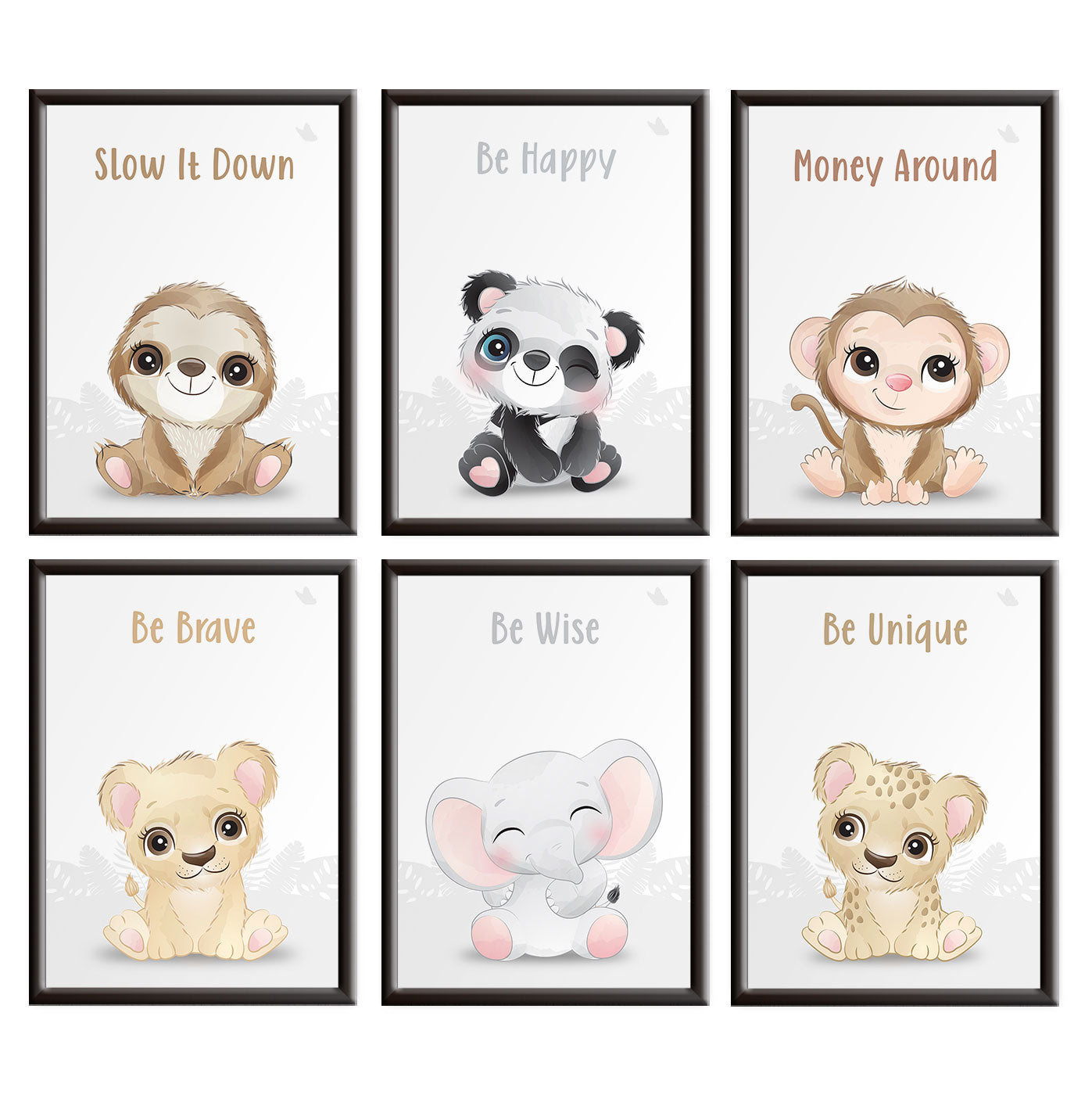 Personalised Nursery Safari Animal Prints