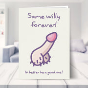 rude engagement card shown in a living room