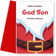 Merry Christmas Card for God Son - Santa Belt