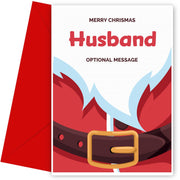 Merry Christmas Card for Husband - Santa Belt