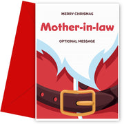Merry Christmas Card for Mother-in-law - Santa Belt