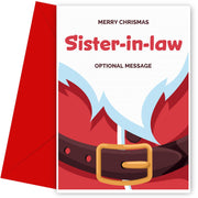 Merry Christmas Card for Sister-in-law - Santa Belt