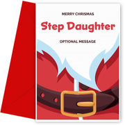 Merry Christmas Card for Step Daughter - Santa Belt