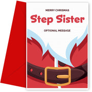 Merry Christmas Card for Step Sister - Santa Belt
