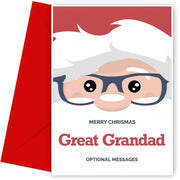 Merry Christmas Card for Great Grandad - Santa Glasses