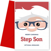 Merry Christmas Card for Step Son - Santa Glasses