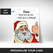 What can be personalised on this humorous christmas cards