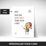 What can be personalised on this humorous christmas cards