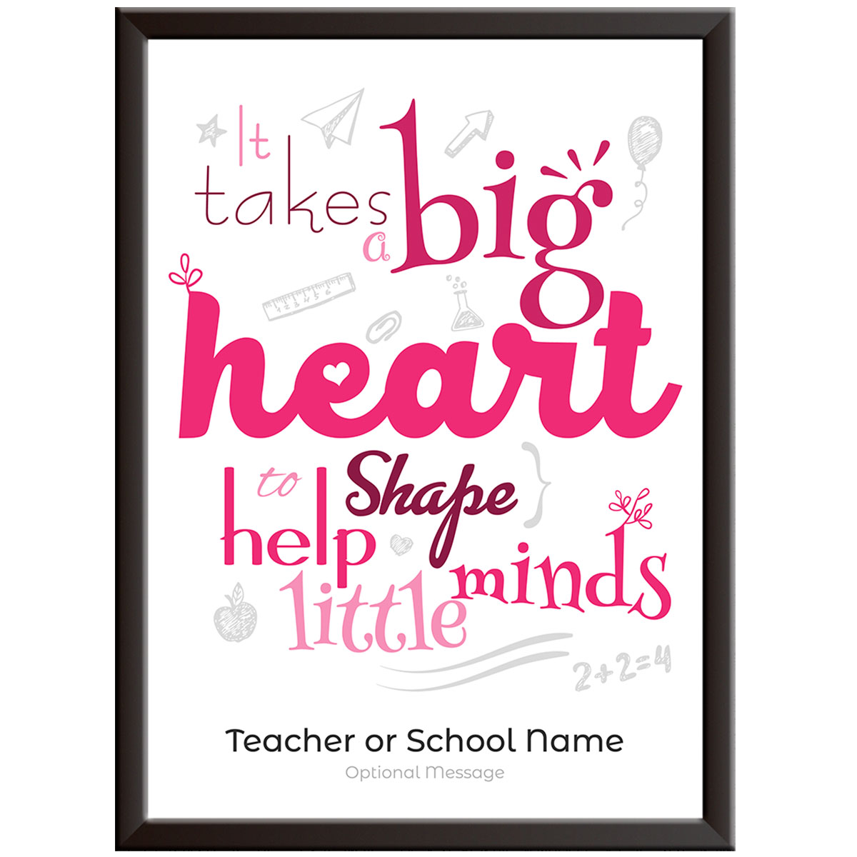 Personalised Teacher Art Print (Big Hearts)