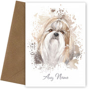 Personalised Shih Tzu Birthday Card - Watercolour Style Dog Cards