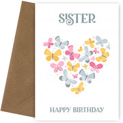 Butterfly Birthday Card for Sister - Heart