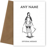Personalised Card for Teachers (Female Superhero Sketch)