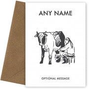 Greetings Cards for Her - Milking a Cow