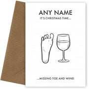Funny Christmas Card for Boyfriend, Girlfriend, Husband, Wife. Mistletoe & Wine 