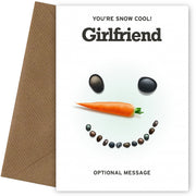 Merry Christmas Card for Girlfriend - Snowman Face