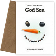 Merry Christmas Card for God Son - Snowman Face