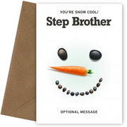 Merry Christmas Card for Step Brother - Snowman Face