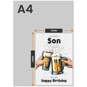 The size of this son birthday card adult is 7 x 5" when folded