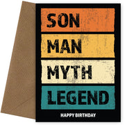 Funny Son Birthday Cards - Man Myth Legend - Happy Birthday