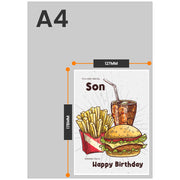 The size of this son 10th birthday card is 7 x 5" when folded