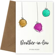 Modern Christmas Card for Brother-in-law - Splatter Baubles