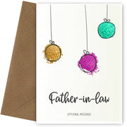 Modern Christmas Card for Father-in-law - Splatter Baubles
