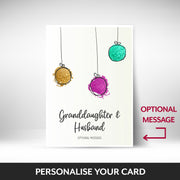 What can be personalised on this Granddaughter & Husband christmas cards