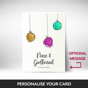 What can be personalised on this Niece & Girlfriend christmas cards