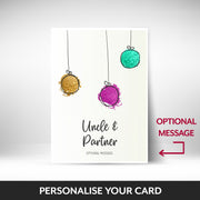 What can be personalised on this Uncle & Partner christmas cards