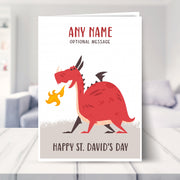 dragon st davids day card shown in a living room