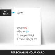 What can be personalised on this steak and blowjob card