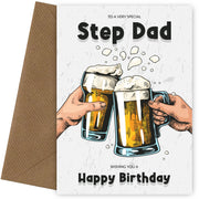 Step Dad Birthday Card for Him on His 20th 30th 40th 50th Birthday