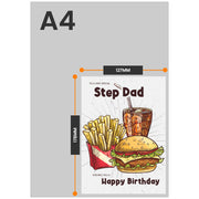 The size of this step dad 40th birthday card for him is 7 x 5" when folded