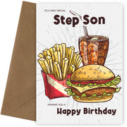 Step Son Birthday Card for Him on his 8th 9th 10th 11th 12th 13th Birthday
