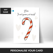 What can be personalised on this rude christmas card