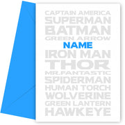 Personalised Superhero List Card