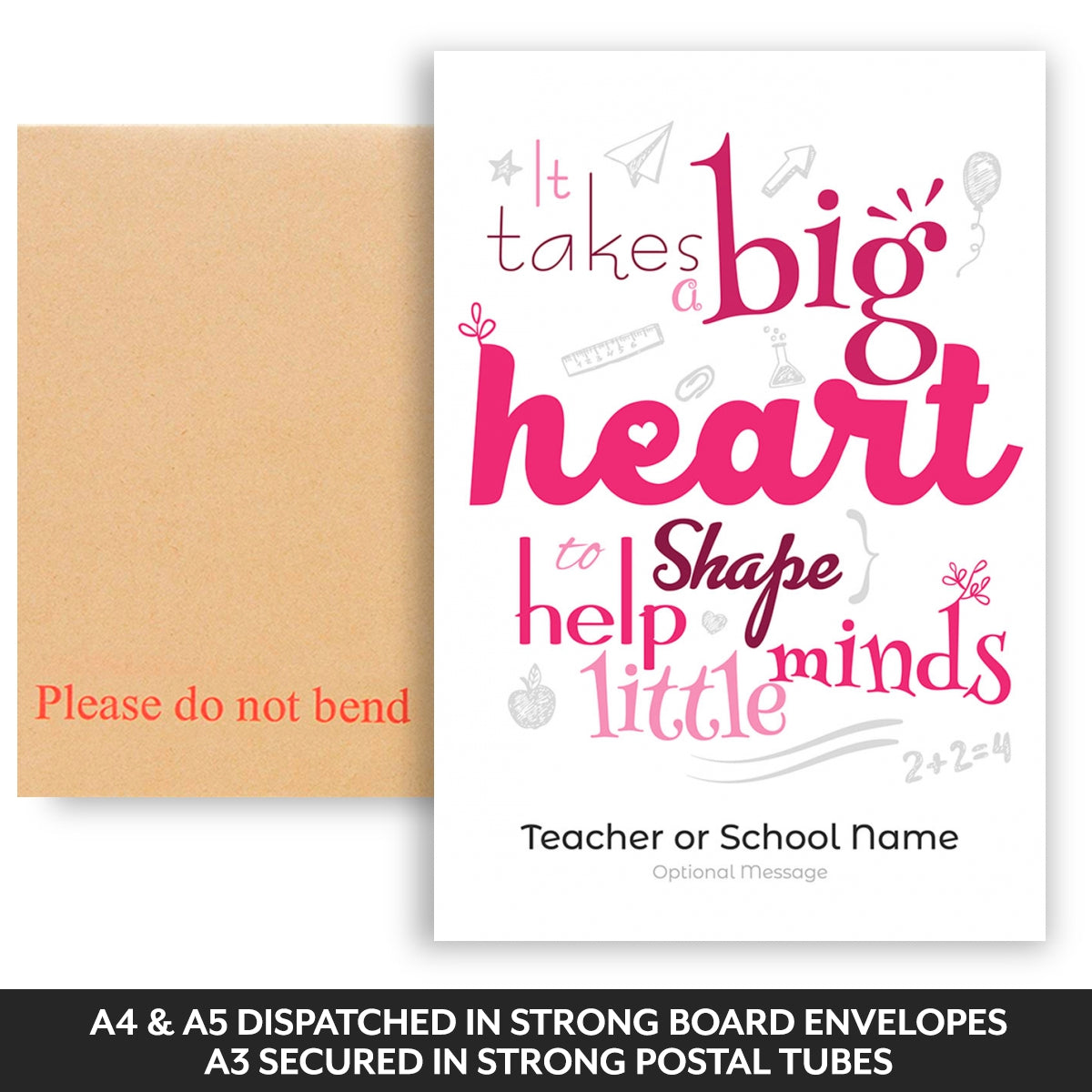 Dispatched in strong board backed envelopes