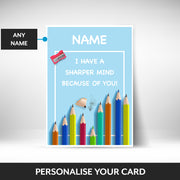 What can be personalised on this personalised teacher card