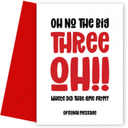 Funny 30th Birthday Card for Friends - The Big Oh!