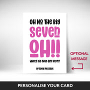 What can be personalised on this 70th birthday card for women