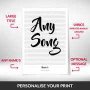 What can be personalised on this personalised song lyric frame