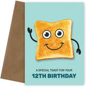 Funny 12th Birthday Card for Him or Her - Humorous Birthday Toast