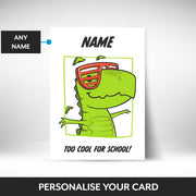 What can be personalised on this 1st day at school card for boys