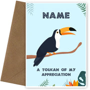 Personalised Thank You Card and Token of Appreciation - Toucan Thank You Cards