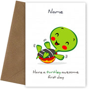 Turtle First Day at School Card - Turtley Awesome 1st Day - Nursery Card for Boys