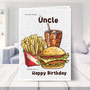 uncle birthday card shown in a living room