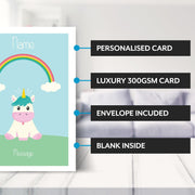 Personalised Unicorn and Rainbow Card