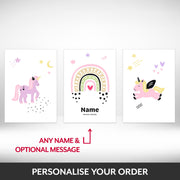 What can be personalised on this unicorn posters for girls